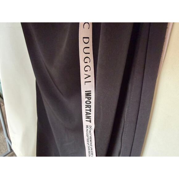 Mac Duggal 68147 One Shoulder Draped Length Dress Feather Trim Black Size 10 NWT - Picture 14 of 16